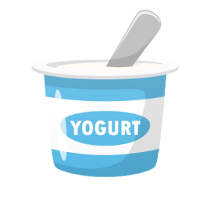 Illustration of a yogurt container with a spoon, representing food preservation and potential use of PEF tech