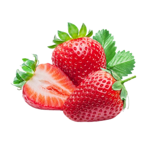 Fresh strawberries with green leaves, highlighting food preservation benefits of PEF technology for extending shelf life.